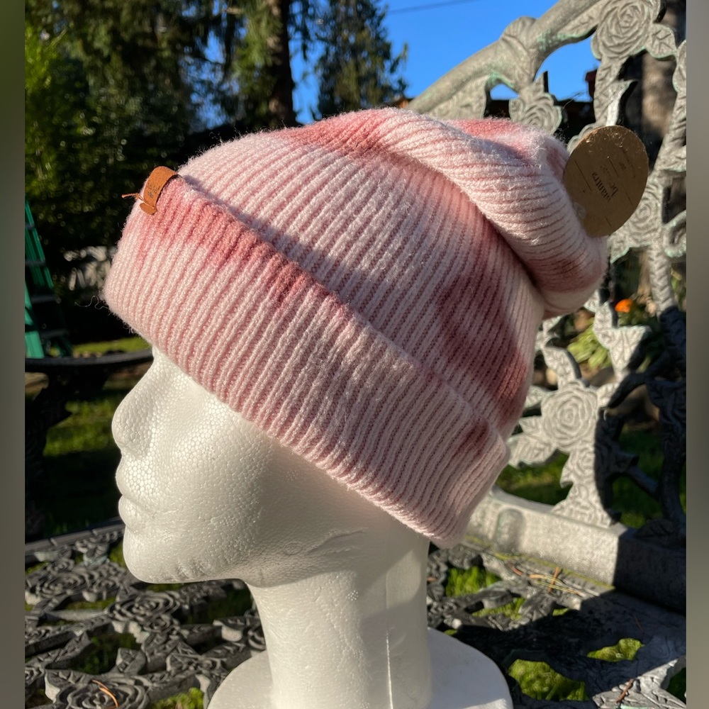 Britt’s Knit Tye Dyed Pink Mantra Beanie.